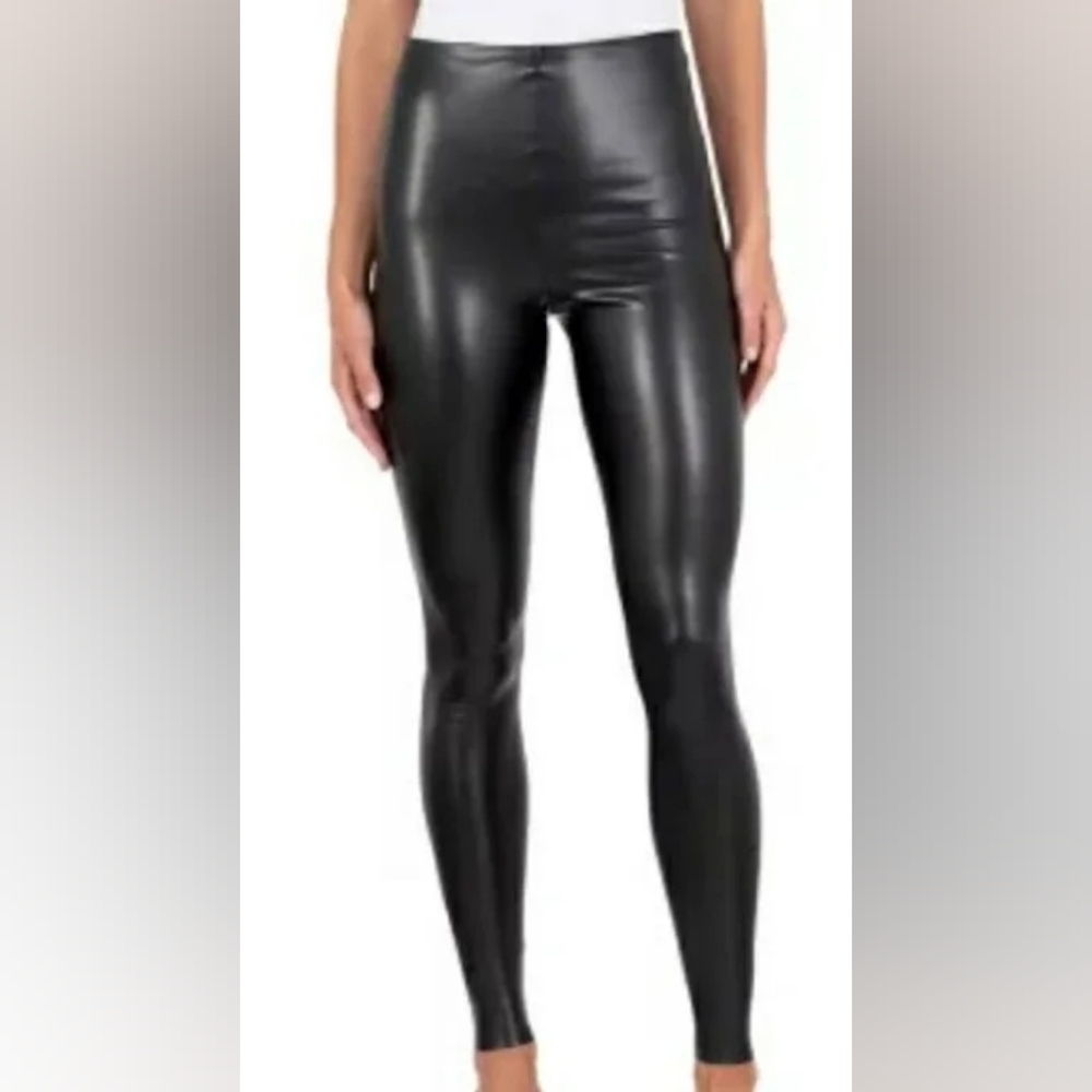 Joie Black Faux Leather Leggings- See Stain. Size XL